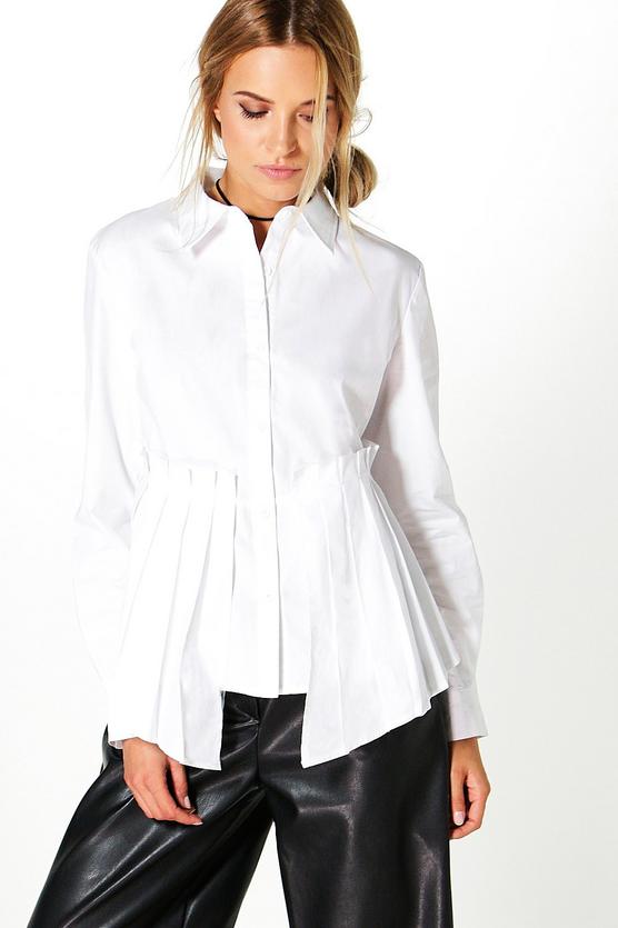 Ava Pleated Peplum Long Sleeve Shirt